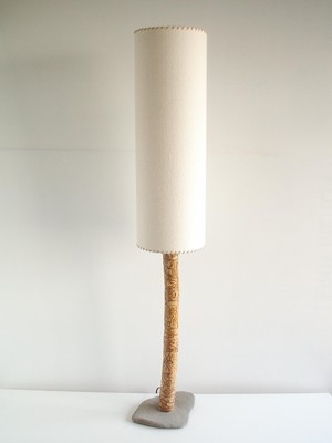 Luminaire Lampe bois flott sculpte par la nature Abat-jour cylindrique