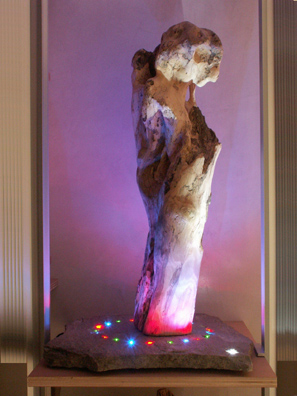 Luminaire Izar sculpture bois flotte et leds