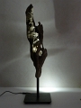 Biham - Sculpture lumineuse led en bois flotté - Support métal - Ref.S12320