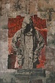 Apparition - Tableau de Nadine Perraudat réalisé en collage - 27cm x 40cm 