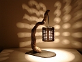 Lampe suspendue en bois flotté - Hauteur 45cm avec abat-jour Dia.13cm H.13cm - Socle en ardoise - Ref.14010-1