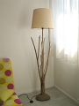 Luminaire, lampe sur pieds en bois flottés et pierre naturelle avec abat-jour Dia.40 cm - Ref.LH10013